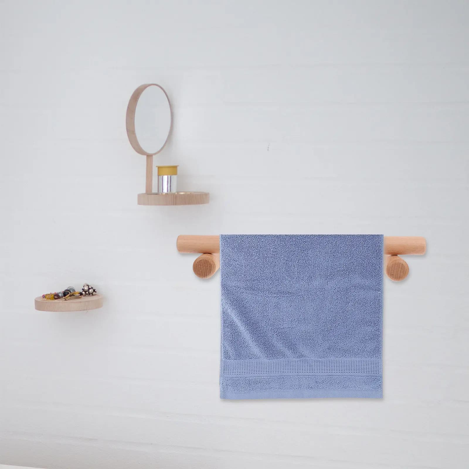 Portasciugamani singolo in legno da 30 cm, senza foratura, per bagno e cucina, accessorio rustico per il bagno, porta asciugamani.