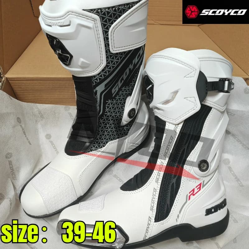 Stivali da moto SCOYCO per uomo e donna, per fuoristrada, resistenti, con suola antiscivolo e supporto per la caviglia.