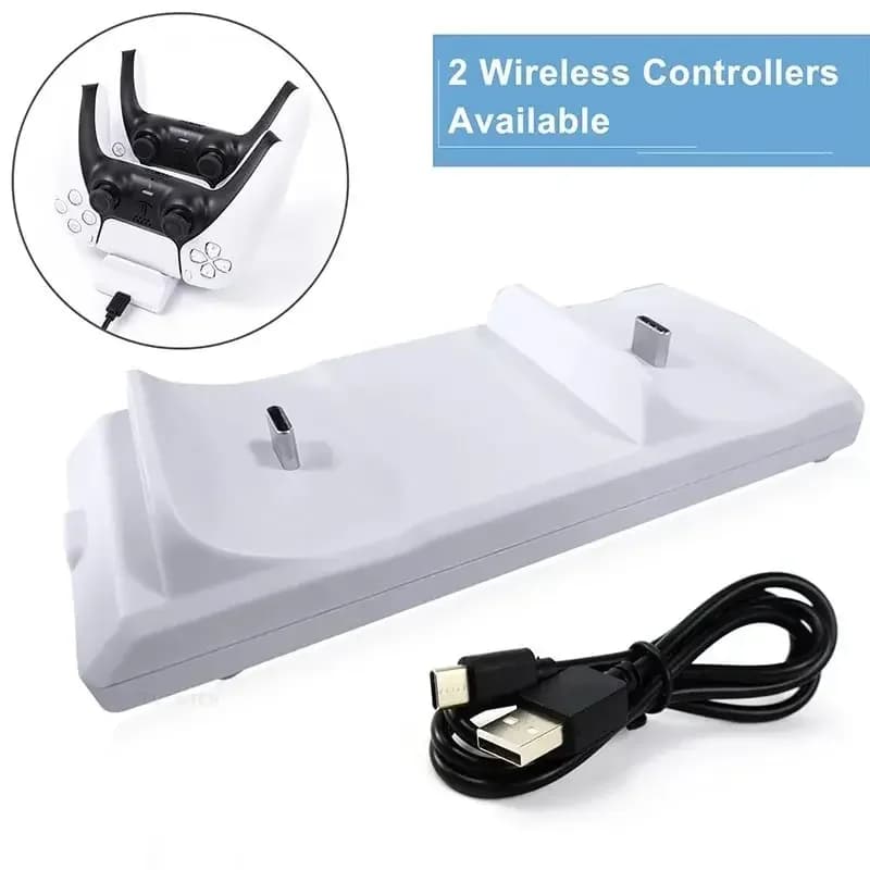 Base doppia per caricabatterie rapido per controller wireless PS5 Stazione dock di ricarica di tipo C per accessori da gioco per gamepad Playstation 5