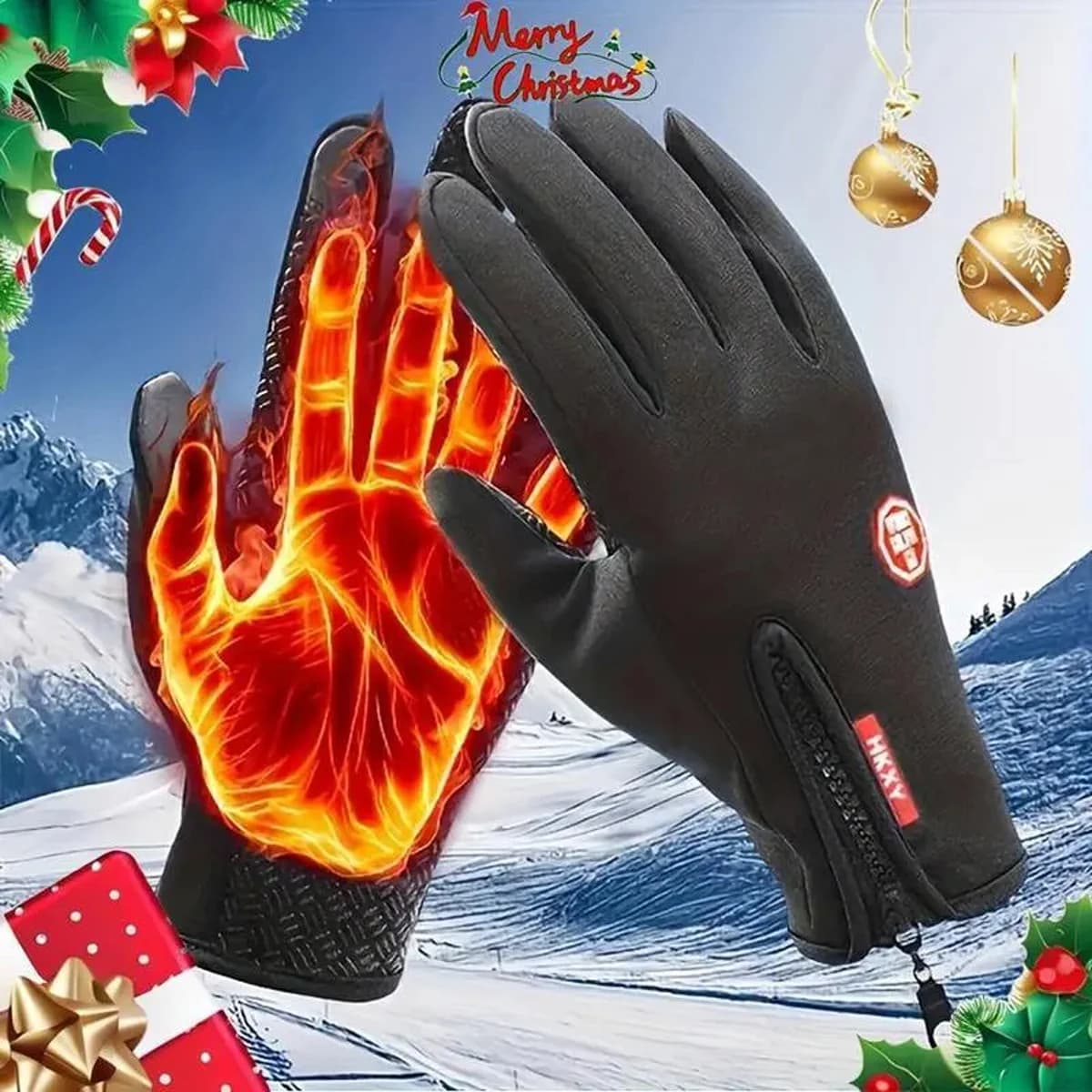 Unisex Winter Gloves 1 pair - Men's Gloves thick, warm, waterproof, windproof, compatible with touchscreen, Christmas gift ideal for boyfriend An