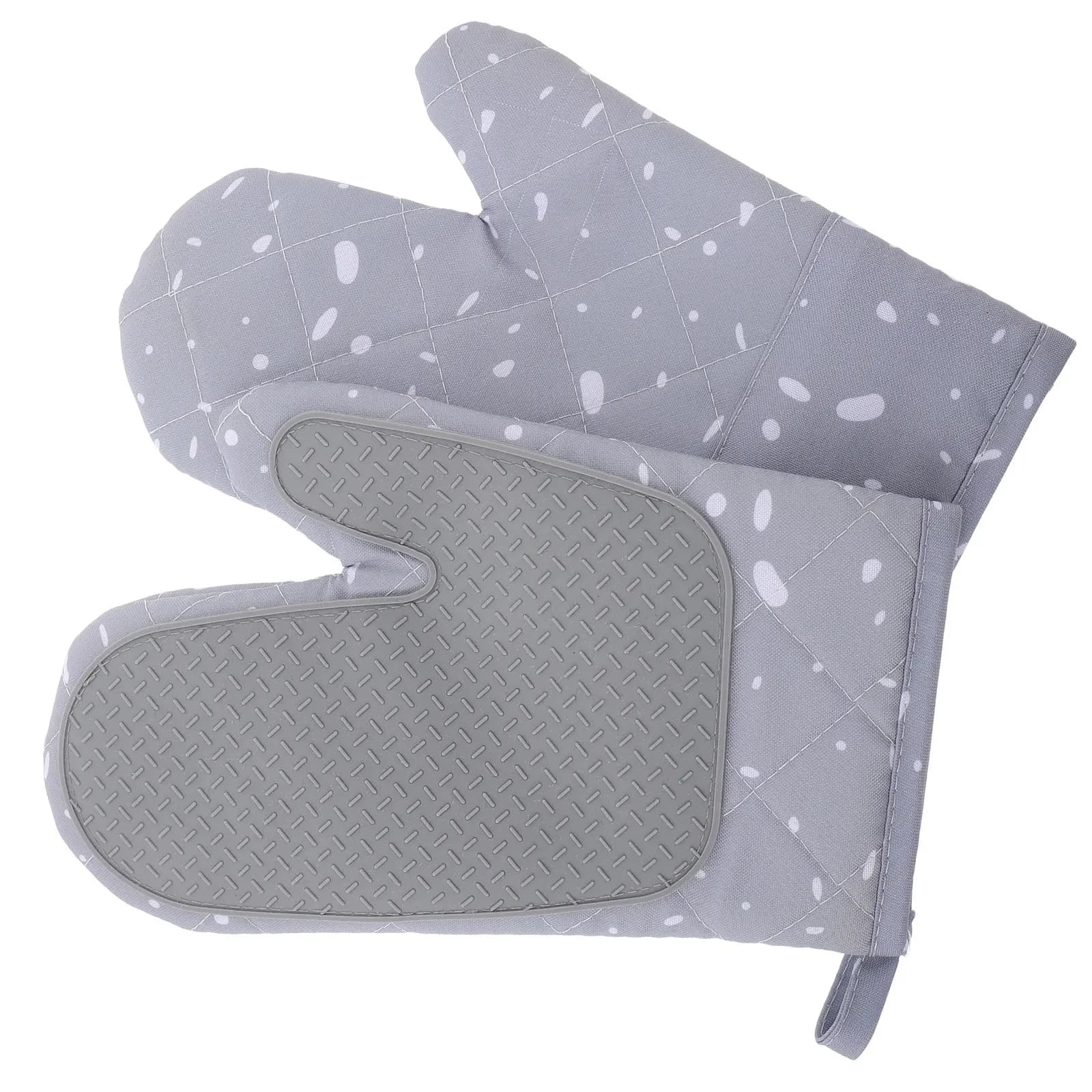 2Pcs Microwave Silicone Oven Mitts Thickened Heat Resistant Non Slip Kitchen Gloves for Baking Cooking Bbq Air Fryer