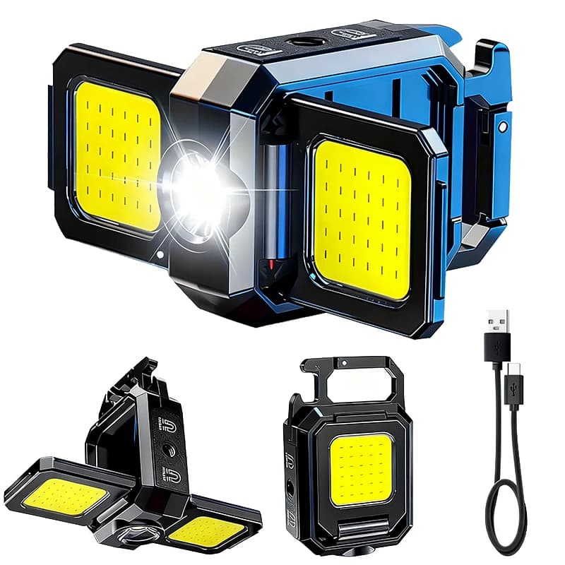 Mini flashlight light COB working lamp USB rechargeable lamp with 90 ° Folding side lights Super bright portable lanterns