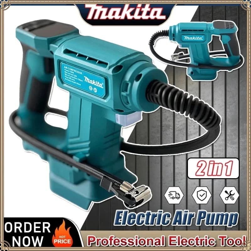 Compressore d'Aria Portatile Makita con Display Digitale, Pompa Gonfiabile Senza Fili, Gonfiatore per Pneumatici Auto