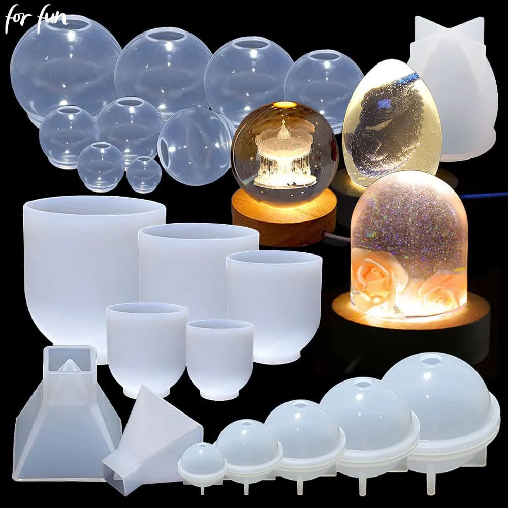 Per divertimento fai da te 3D sfera piramide semicilindro stampo in silicone stampi in resina di cristallo campione gioielli lampada luce notturna decorazione della casa