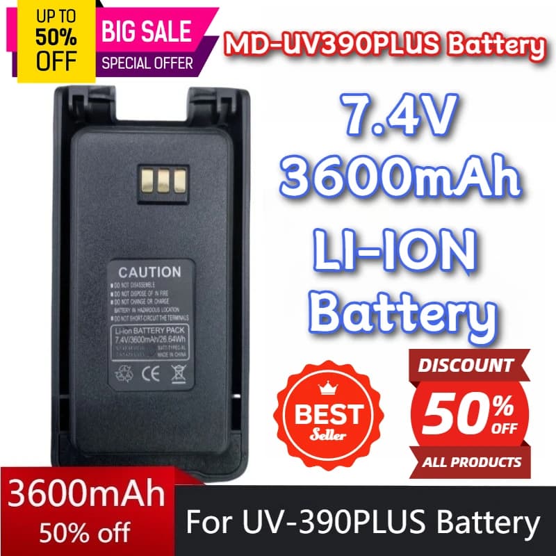 Batterie walkie-talkie 3600mAh per batteria TYT Teitong MD UV-390PLUS con porta di ricarica TIPO - C