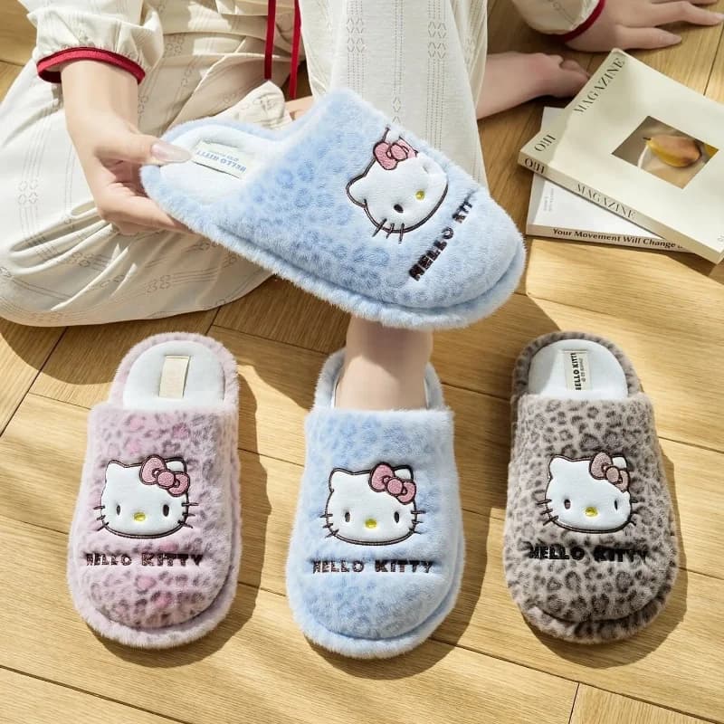 Winter Women's Cotton Slippers Cartoon Warm Shoes Plush Slippers 2026 New Leopard Print Comfortable Silent Home Slippers Y2K