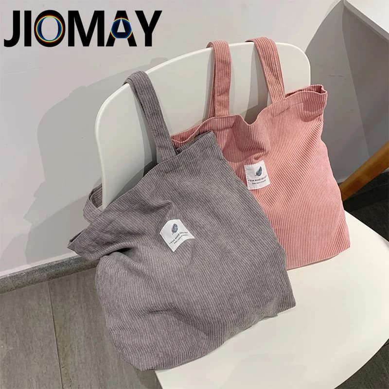 JIOMAY Borse a tracolla in velluto a coste per donna Borsa a tracolla femminile morbida per riporre l'ambiente Borsa riutilizzabile per ragazze Shopper Tote
