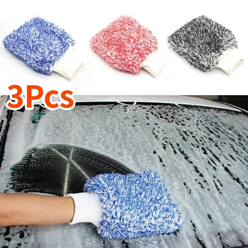 Car Cleaning Gloves Soft Microfiber Washer High Density Scratch Gloves Car Washer Vehicle Accessories