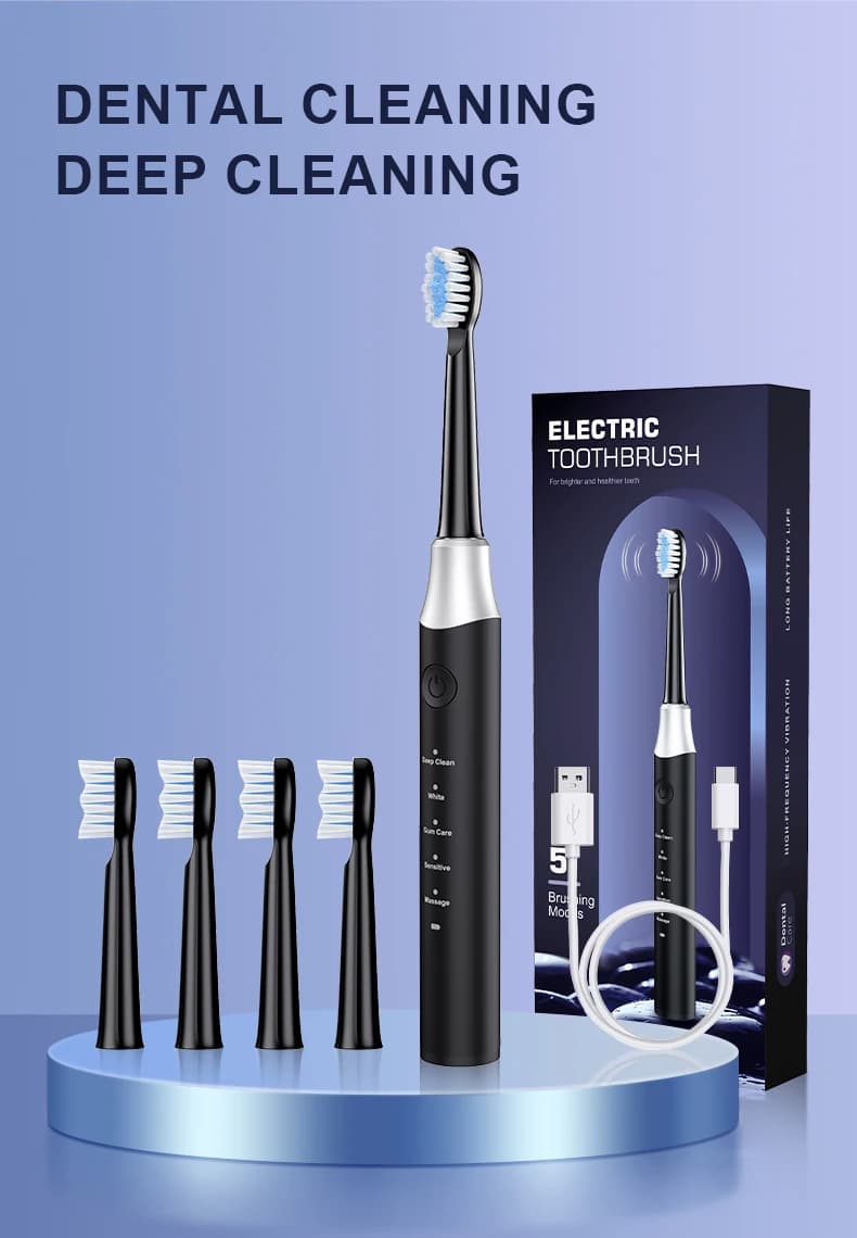 Spazzolino elettrico ricaricabile per denti sensibili, pulizia profonda, cura delle gengive, timer intelligente, spazzolini elettrici per adulti