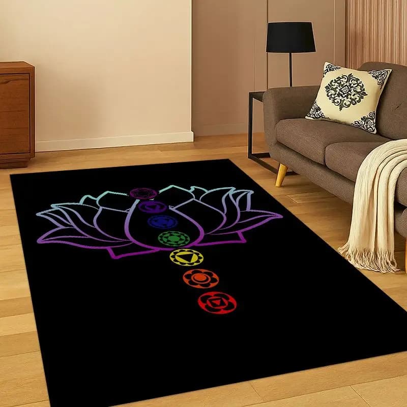 Yoga Cosmic energy Rainbow 25 Chakra Meditation Carpet Rug for Bedroom Living Room Sofa Doormat Home Decor,kid Area Rug Non-slip