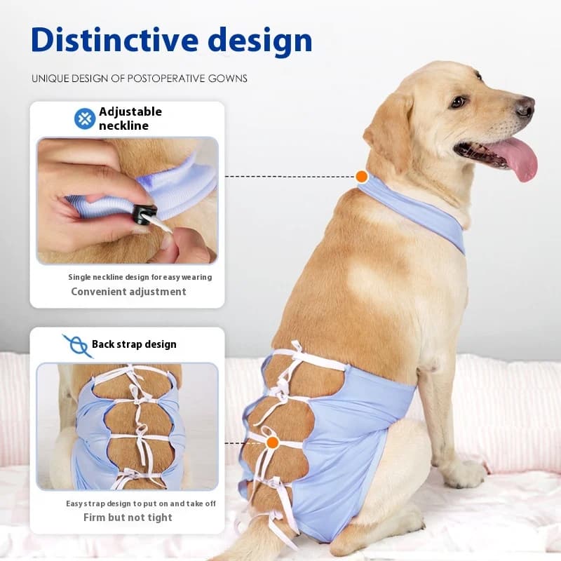 Dog Recovery Suit Large Medium Breed Post Surgery Bodysuit Adjustable Straps Spay Neuter Vest Lick Protect Comfortable Pet Wear