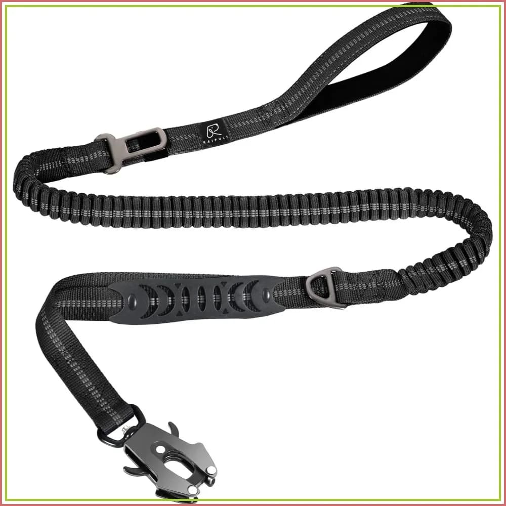 Heavy Duty Shock Absorbing Bungee Dog Leash, 4-6ft No Pull with 2 Handles & Quick Release Clip for Medium Large Dogs, Black