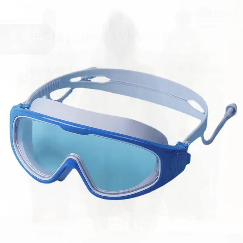 Adult Swimwear with Large Frame with Ear Caps Diving Glasses Waterproof Single Piece For Men and Women White Black
