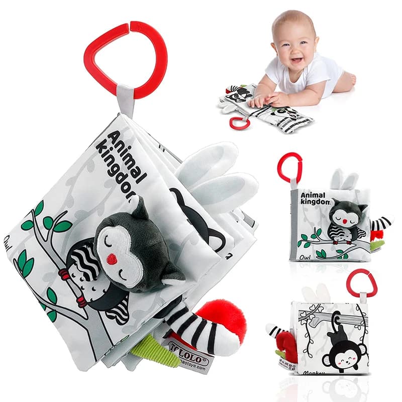 Children's Fabric Book Toy Black White Activity Sensory Books Newborn Children Early Development Toys Montessori 0 12 months Gifts for Kids