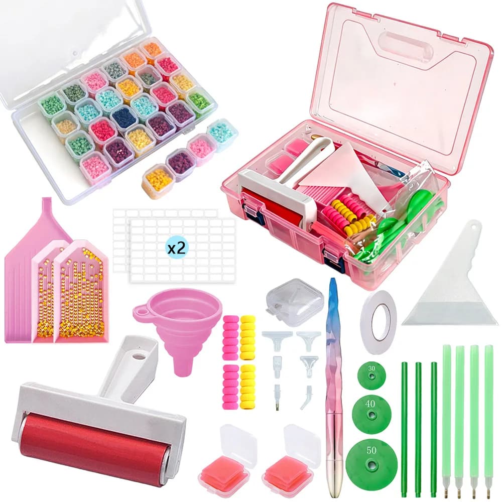 Set di strumenti e accessori per Diamond Painting con penna per diamanti, cera, rullo e vassoi per ricamo fai da te 5D e regali artigianali