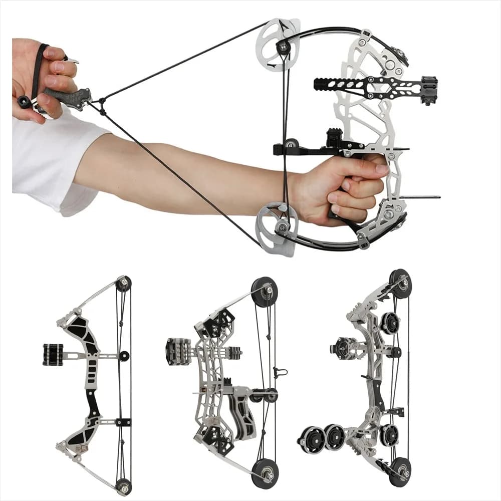 Arco Compound Mini con Flettenti in Acciaio ad Alta Elasticità 10lbs/12lbs/16lbs/15-32lbs per Principianti, Tiro al Bersaglio e Pratica all'Aperto