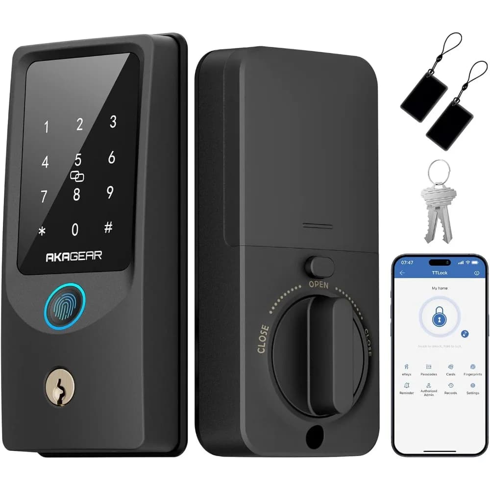 Serrature intelligenti WiFi T02, serratura per porta d'ingresso senza chiave, serratura per impronte digitali, batterie 8xAA, controllo app, tastiera touchscreen, Smart Dea