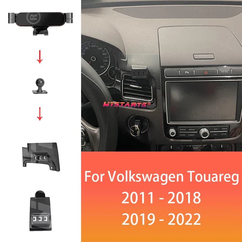 Supporto per telefono da auto per Volkswagen Touareg 7P CR7 2011-2022 supporto per telefono rotante regolabile Base accessori per interni auto