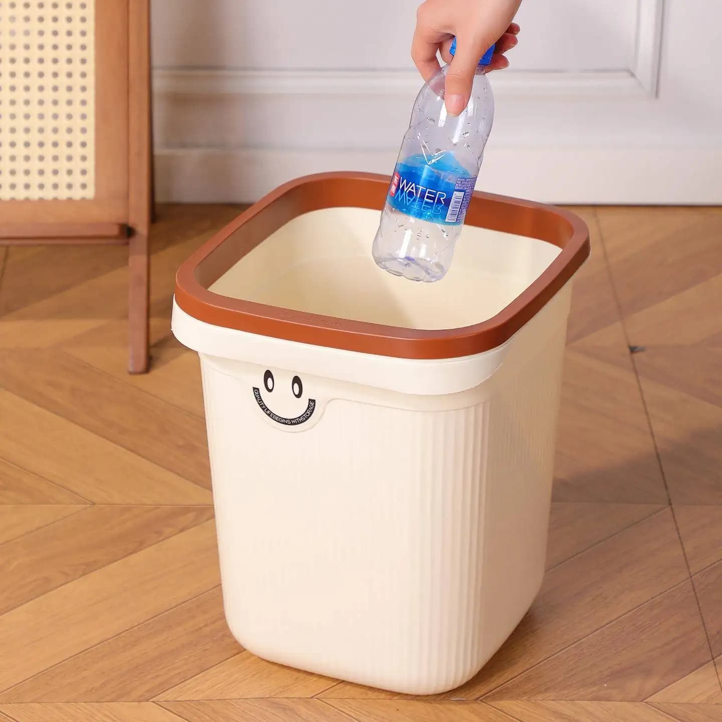 Transparent Kitchen Bathroom Trash Can High Aesthetic Value Home Use Advanced Feelings Ins Style Square Shape Stainless Steel...
