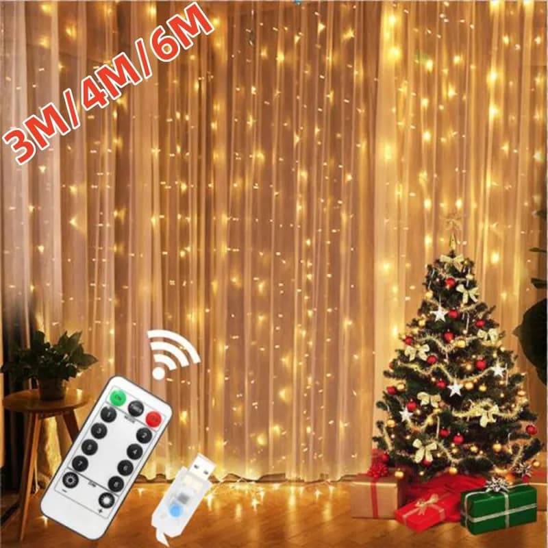 3M 4M 6M LED tenda ghirlanda sulla finestra USB festone fata luci con telecomando capodanno ghirlanda luci a Led decorazione natalizia