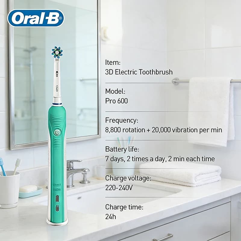 Oral-B D16 Electric Toothbrush for Adults with 2 Minute Portable Timer, Rechargeable, with Soft Setole Rotants for Oral Care