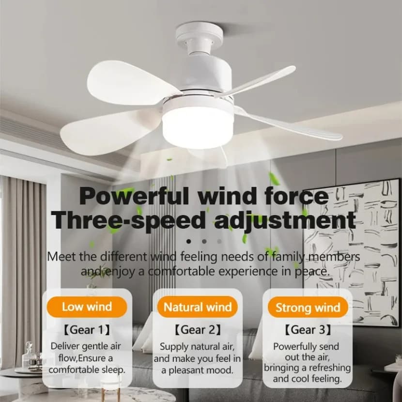 E27 Ceiling Fan with Light Remote Control Dimming Timing Silent Fan Brushless Motor Bedroom Kitchen Home Simple Electric Fans