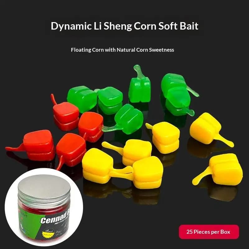 25 Pezzi/SCATOLA Esche a Forma di Mais per Pesca alla Carpa, Attrattivo Realistico per la Cattura di Barbel in Acqua Dolce, Set di Attrezzatura