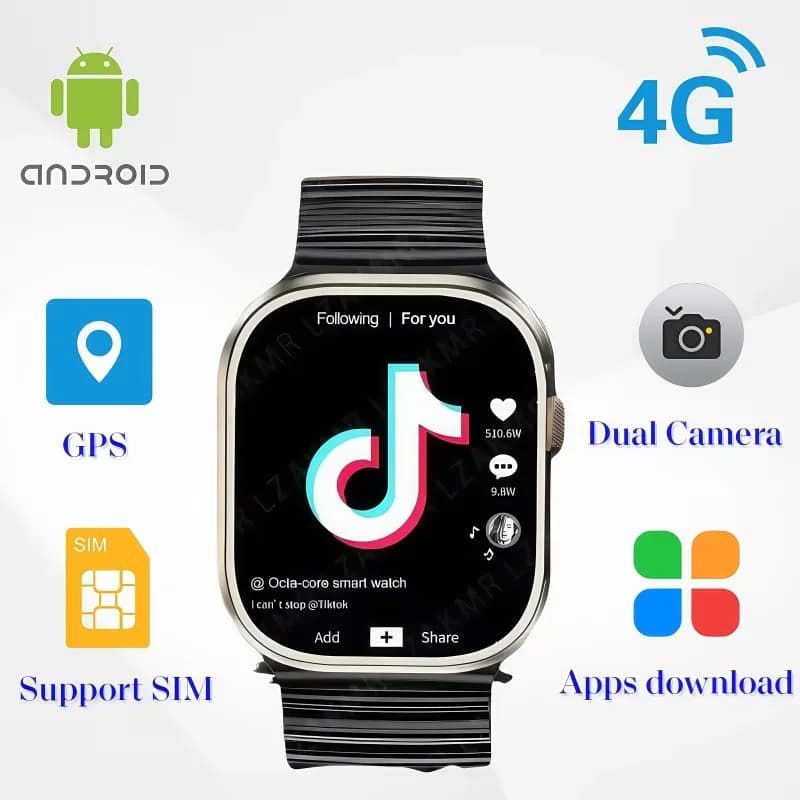 4G NET GS29 Smartwatch Uomo 64G Rom One-click SOS Sistema operativo Android Mappe GPS Scheda SIM per Google Play YouTube Passometro Tracker del sonno