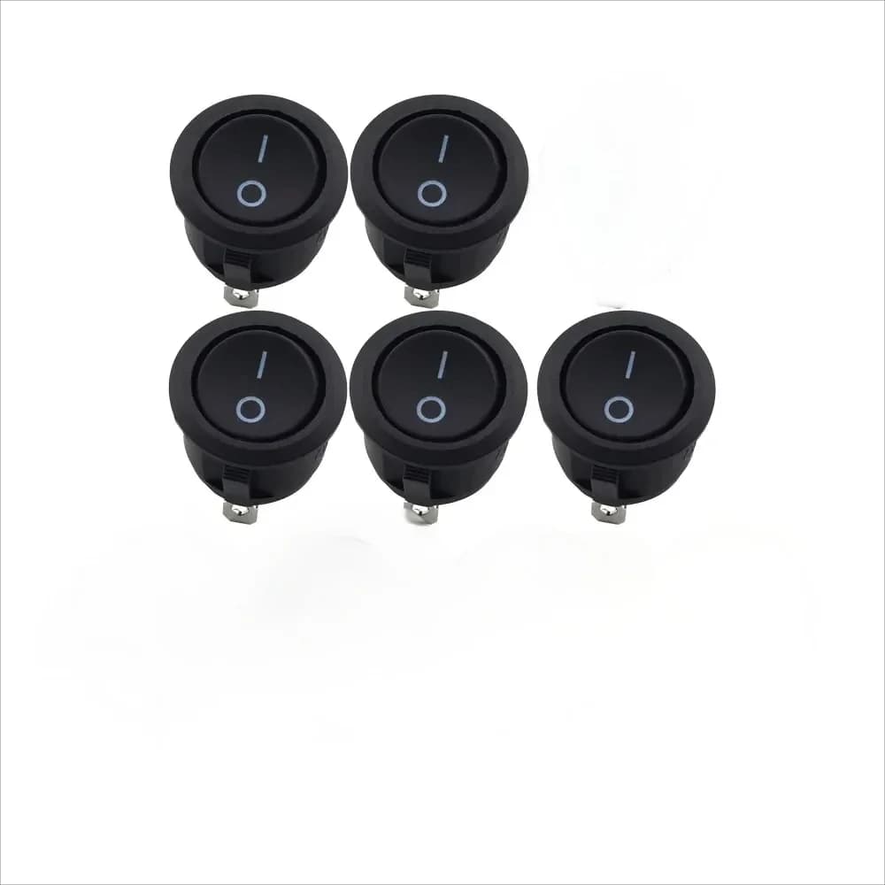 DaierTek 5PCS ON Off Round Barbell Switches SPST 20mm Mini 12 Volt DC Mini 12 Volt DC Mini Circular Leverage Switch 12V for Automobile RV 2 Pins