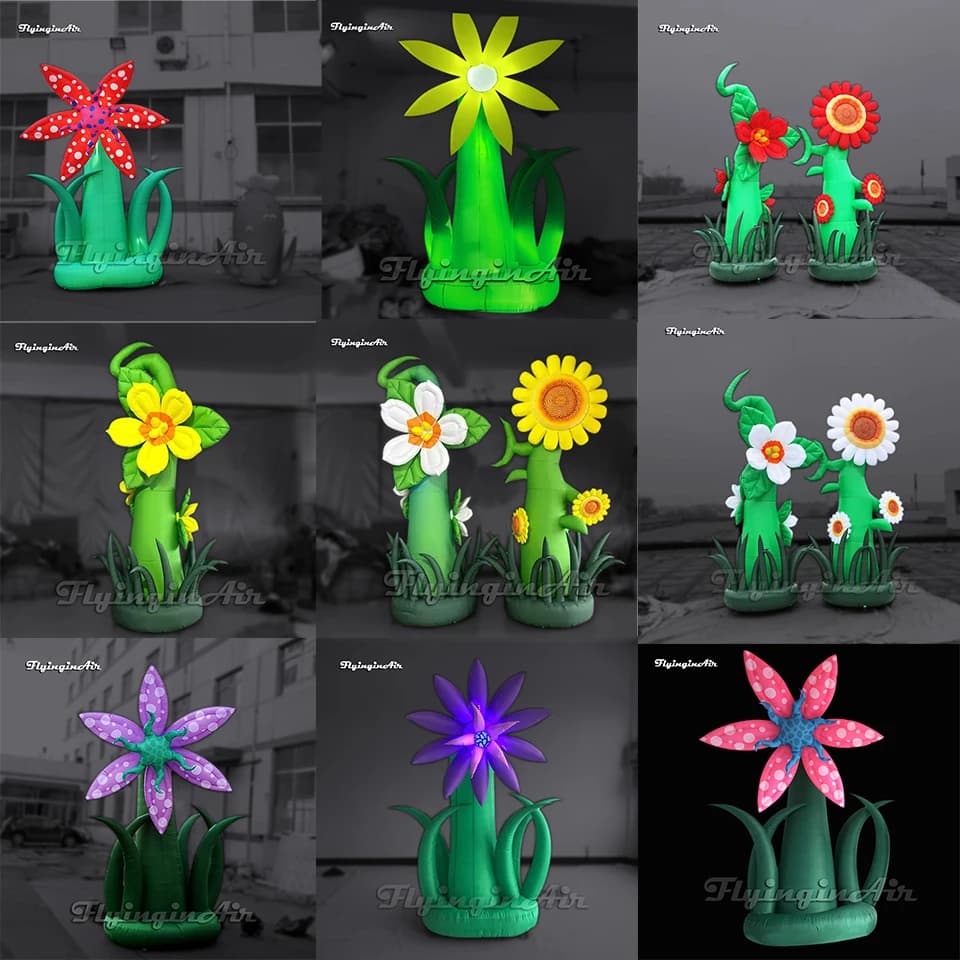 Fantastic 3m Giant Inflatable Sunflower, Artificial Tropical Flower with Green Grass for Park Decoration