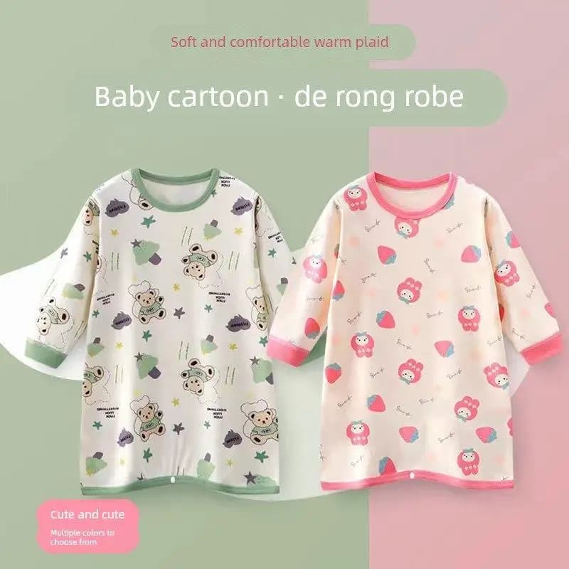 New Children's Warmth Velboa Robe Long Sleeve Home Clothes Boy's Cartoon Pajamas Sleep Dress Autumn Winter Baby Clothing