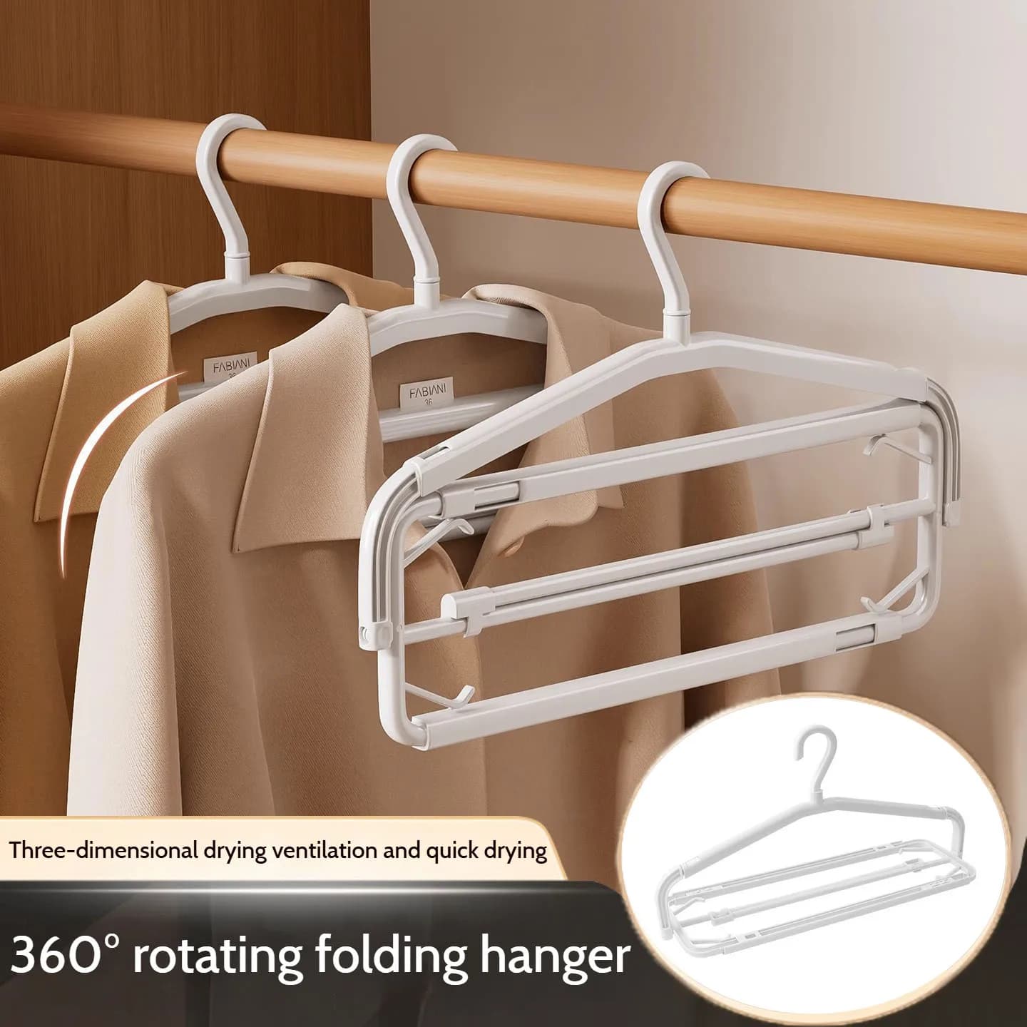 360 ° appendiabiti pieghevole telescopico rotante appendiabiti in plastica per uso domestico asciugamano da bagno appendiabiti antivento dormitorio