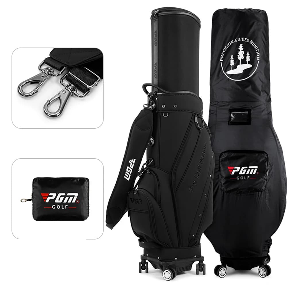 PGM Golf Bags Men Women Hard Shell Extendable Bag With Universal Four-Wheel Swivel Base Flat Push Air Transport Bag QB173