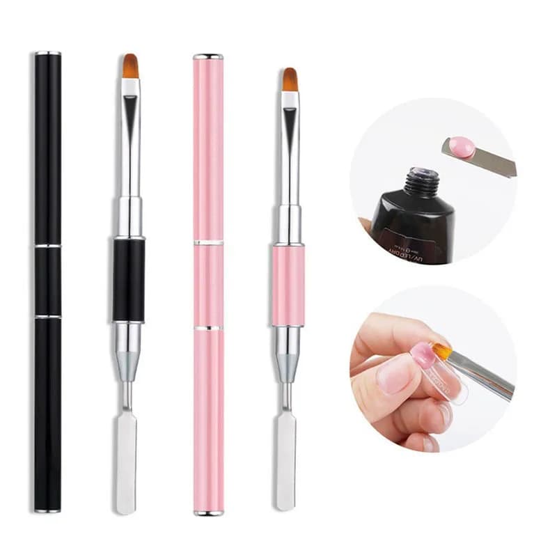 Nuovo 1/3PCS Pennelli per nail art Pennello per manicure sottile Polygel Pennello per sfumatura per unghie francese 2 in 1 Pennello per gel per unghie di design XJS01