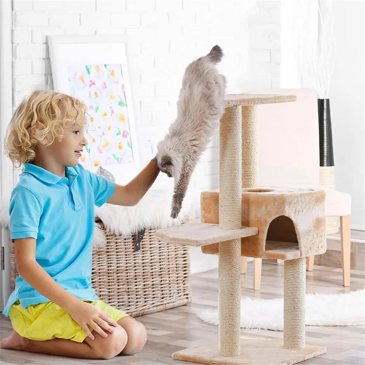 Efficiente: 2 pezzi di ricambio per tiragraffi per gatti M8, pali di ricambio per albero di gatto con palo in sisal da 15,7 x 3,1 pollici con viti