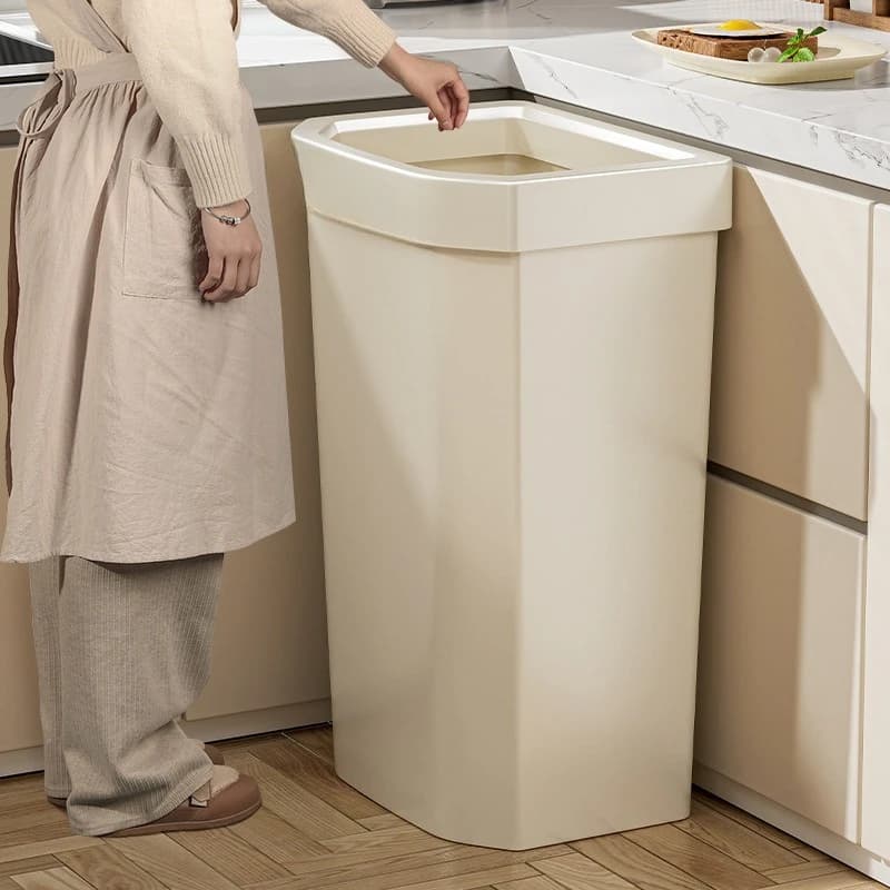Household large kitchen trash can, bathroom, living room crack plastic garbage storage, high style no-bend garbage can