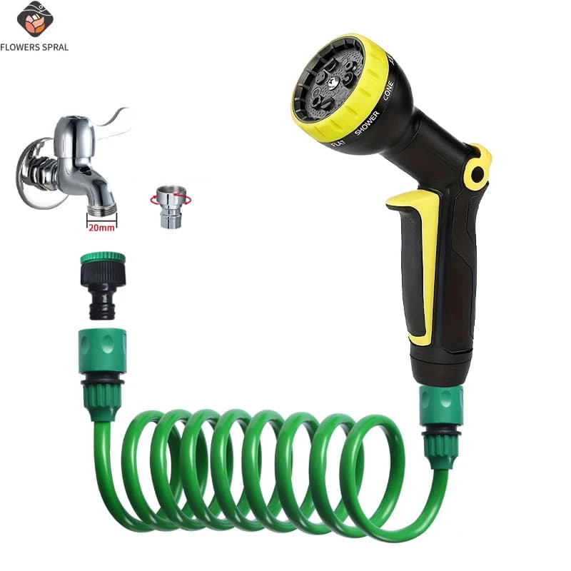 9 Function High Pressure Water Gun With EVA Flexible Pipe, Water Pipe Accessory, Easy To Store, High Quality Garden Irrigation Set