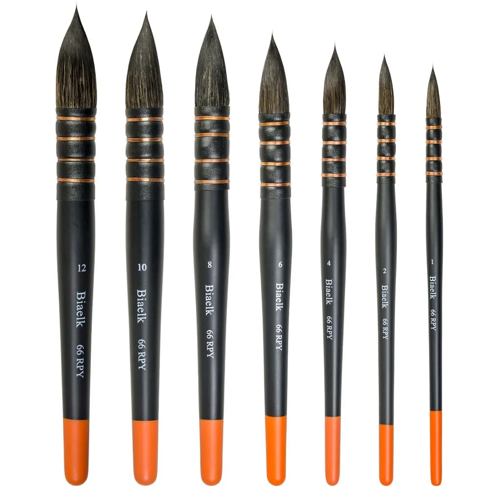 Biaelk 7PCS/Set Watercolor Artist Art Pen Supplie Squirrel Hair Mixed Wooden Handle Paint Brushes