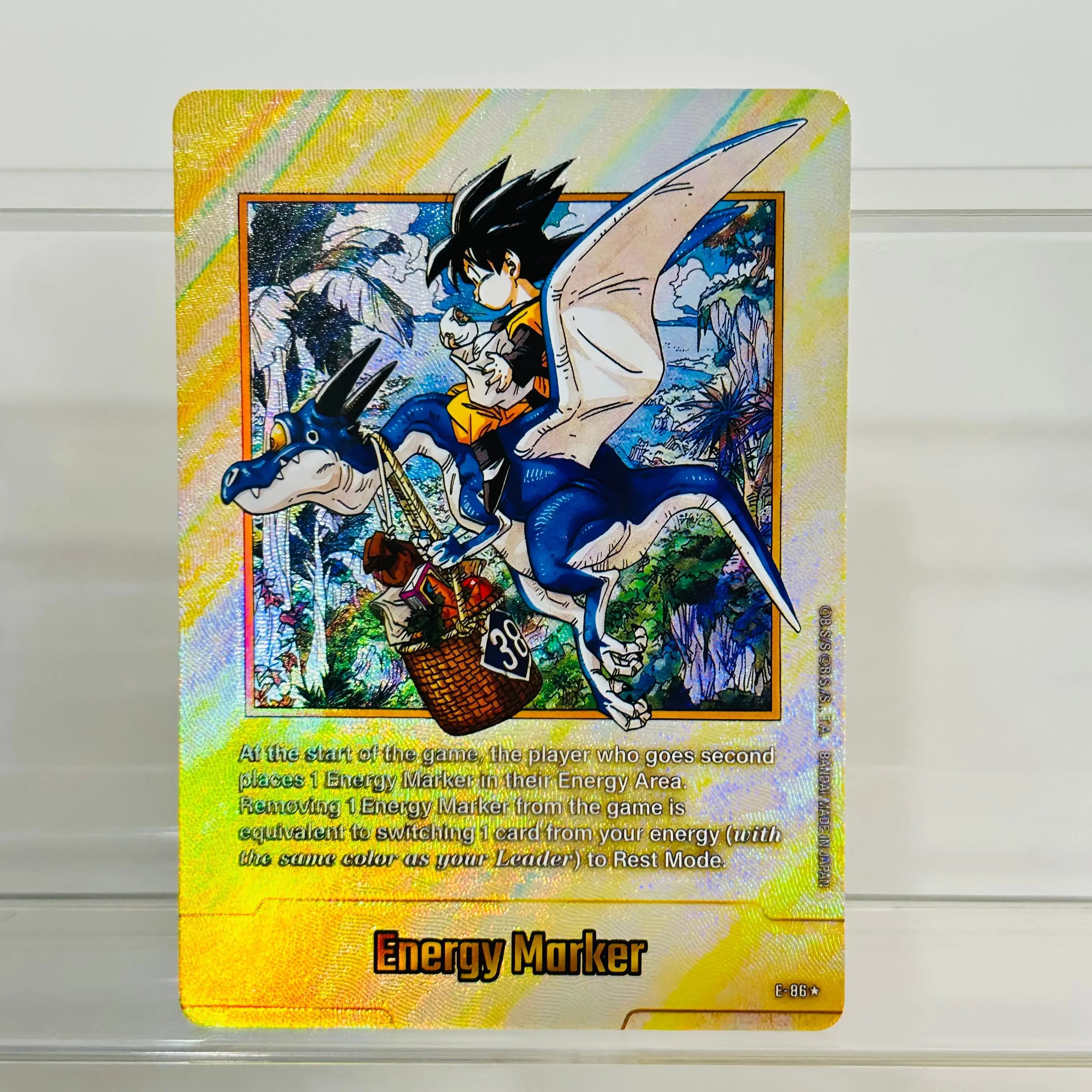 Dragon Ball E-86 Goku DIY Energy Marker Card English Version Gold Foil Holographic Texture Perfect Premium Anime Collection Card