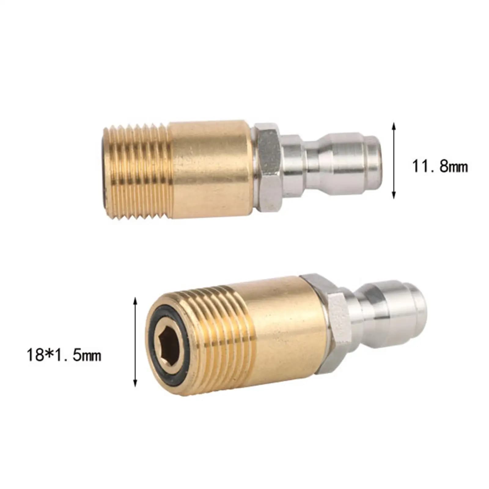 Garden Hose Connector Brass Quick Connect High Pressure Washer Adapter Fitting M18x1.5 for Yard Cleaning