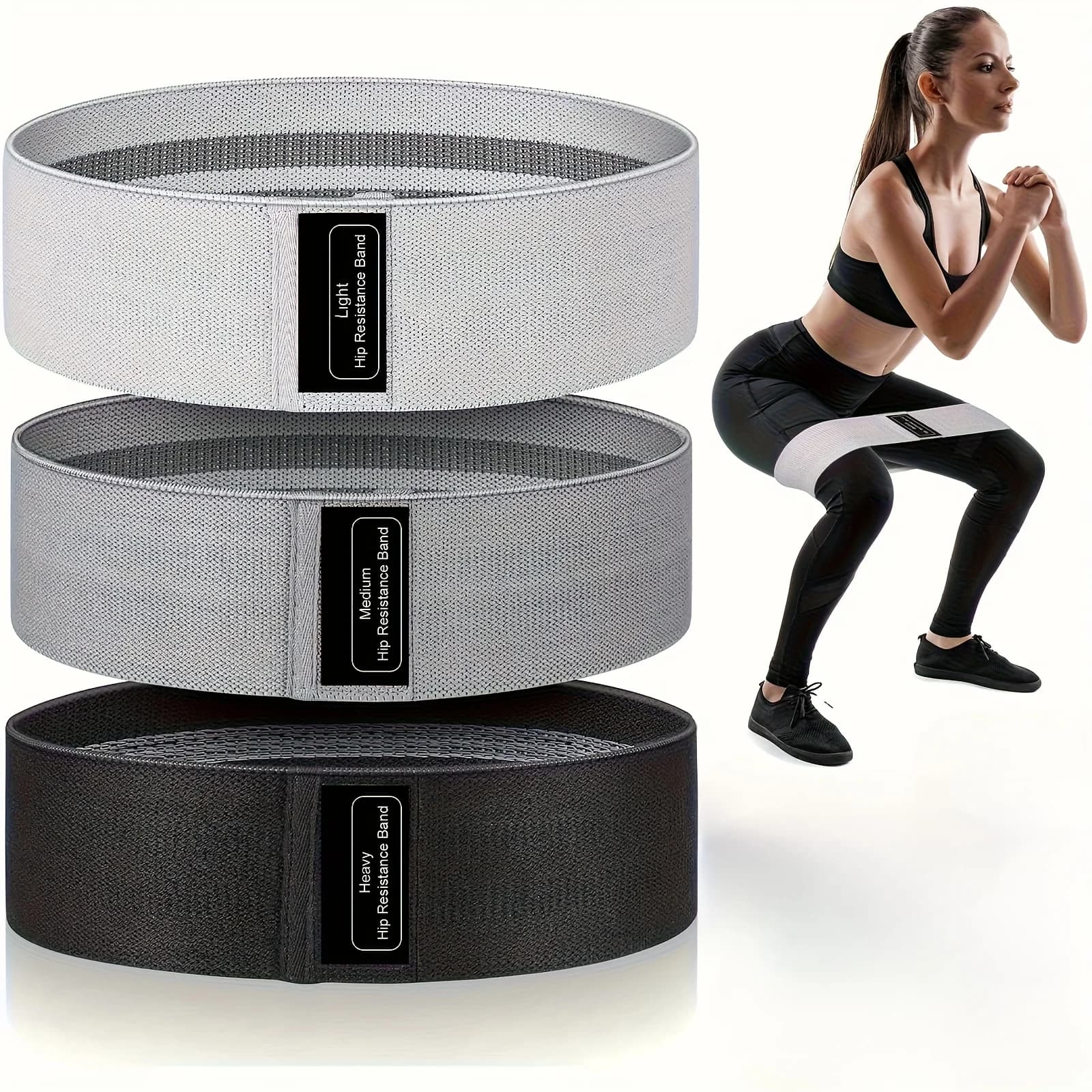 3PCS Resistance Bands Set, Elastic Exercise Loop Bands for Legs Butt, Yoga Pilates Strength Training, Home Fitness Workout