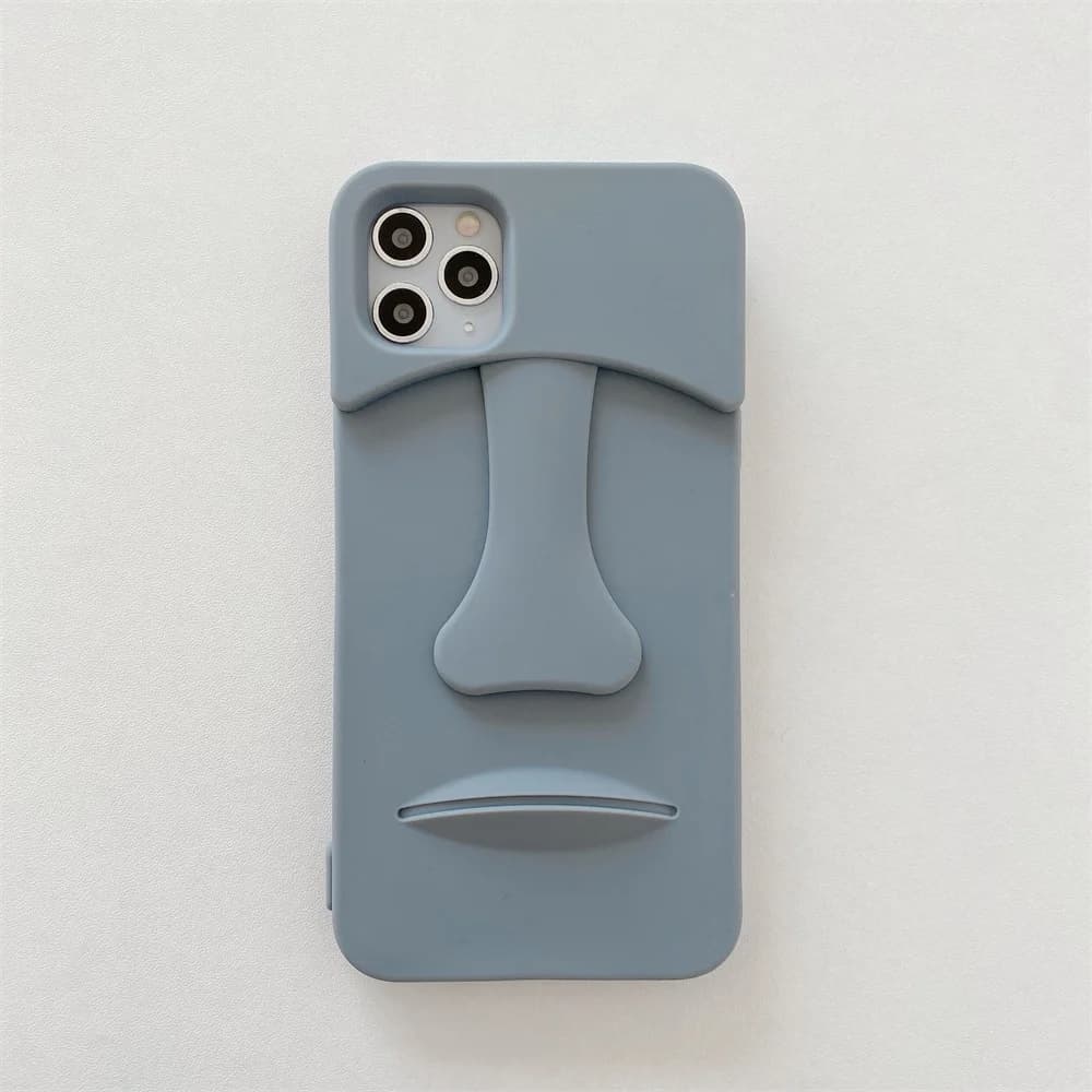 Custodia per telefono con statua dell'Isola di Pasqua per iPhone 17 Pro Max/16/15/14/13/12/11/XR 3D Ritratto di testa Cover in silicone Funda iPhone 17