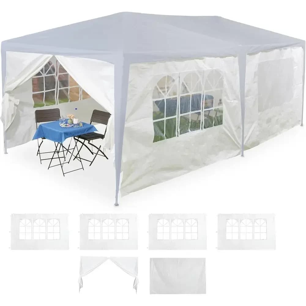 6-Pack White Waterproof Plastic Gazebo Side Panels with Easy Fasteners for Outdoor Party Tents