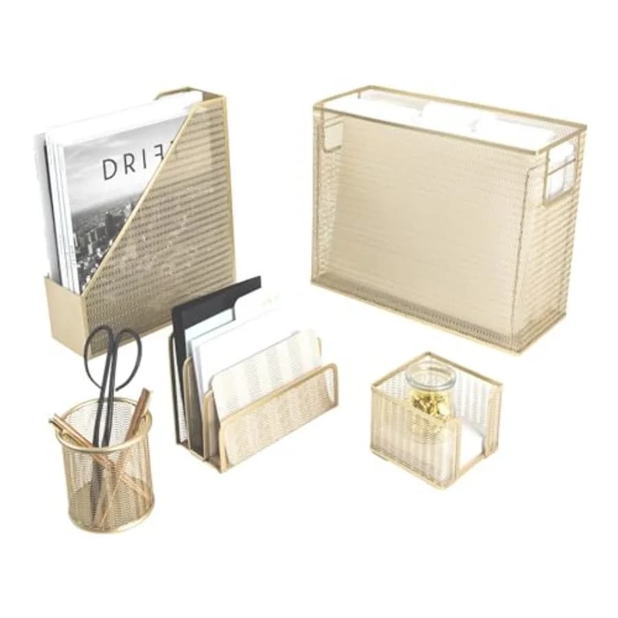 Set Organizzatore per Documenti da Scrivania, Portadocumenti Sospeso con Supporto per Formato Letter, Organizzatore per Cartelle Sospese, Accessori per Ufficio
