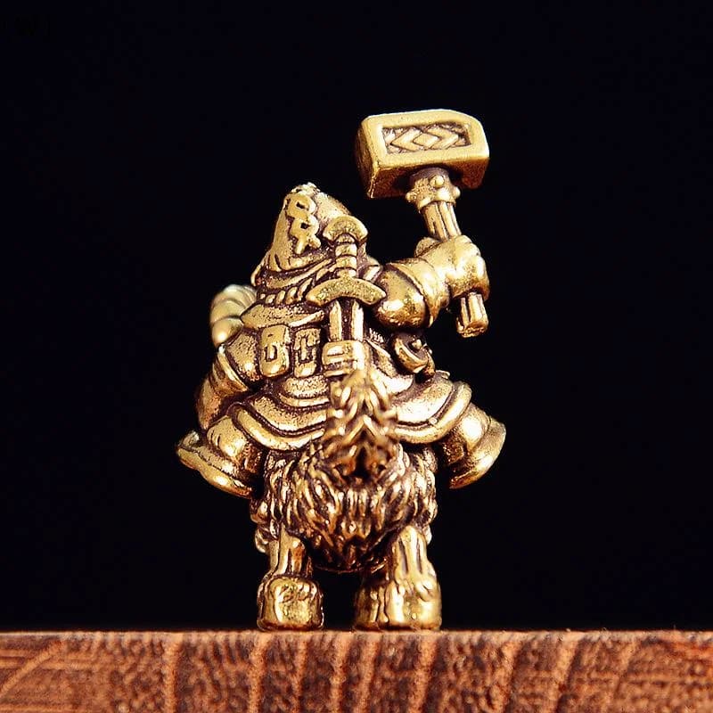 Statuetta in ottone di un guerriero nano a forma di capra, ornamenti da scrivania in miniatura, modelli in metallo retrò, statua, decorazione per la casa〔Winter1〕