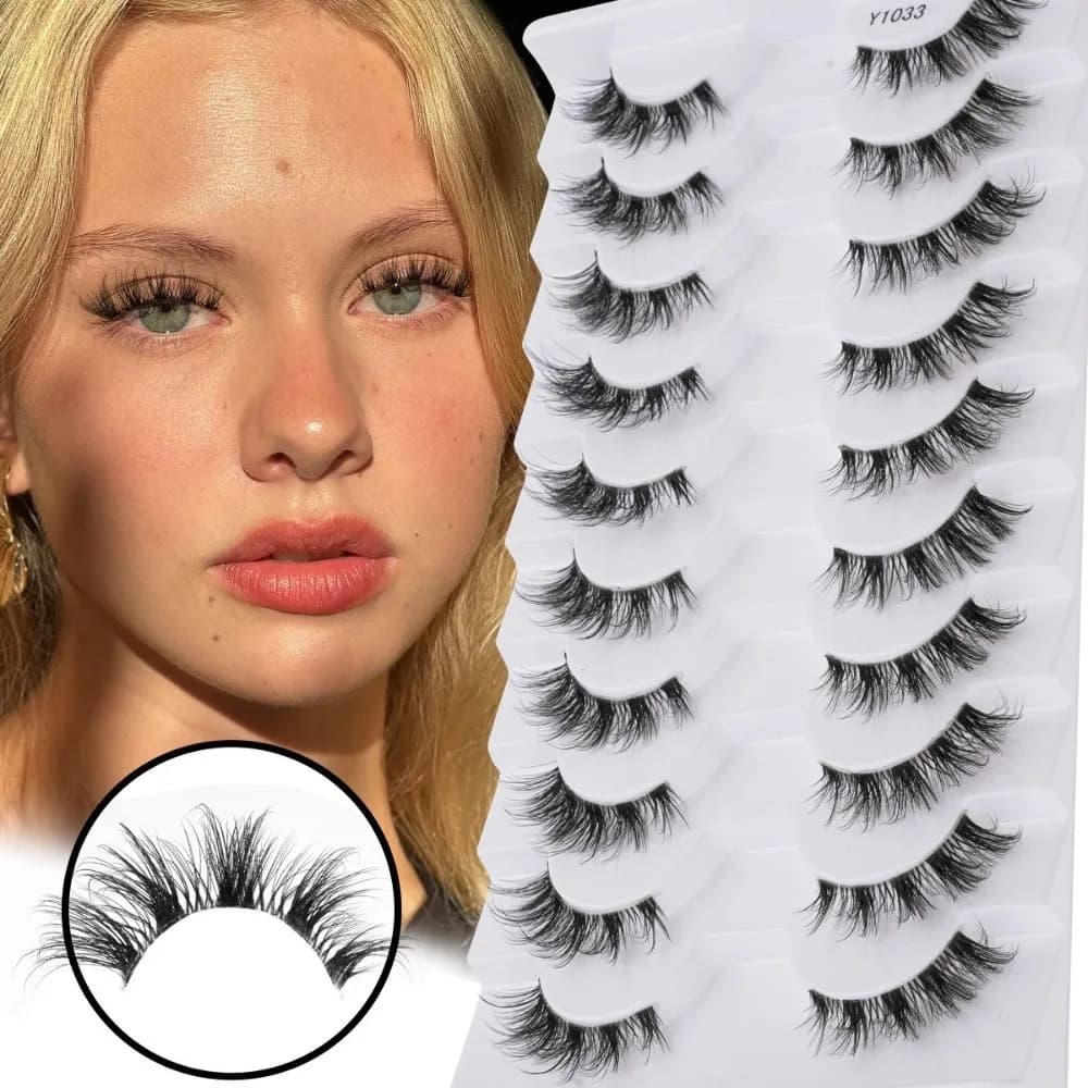 10 pairs/box of fake black eyelashes, thick and soft, 8-12 mm, easy to apply, extension lashes diy, light and reusable