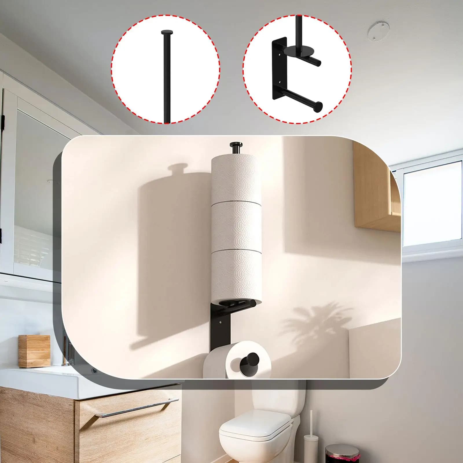Portarotolo verticale per carta igienica Dispenser per rotoli di carta igienica Asciugamano a mano Portarotolo per bagno Bagno Lavabo Bagno Hotel