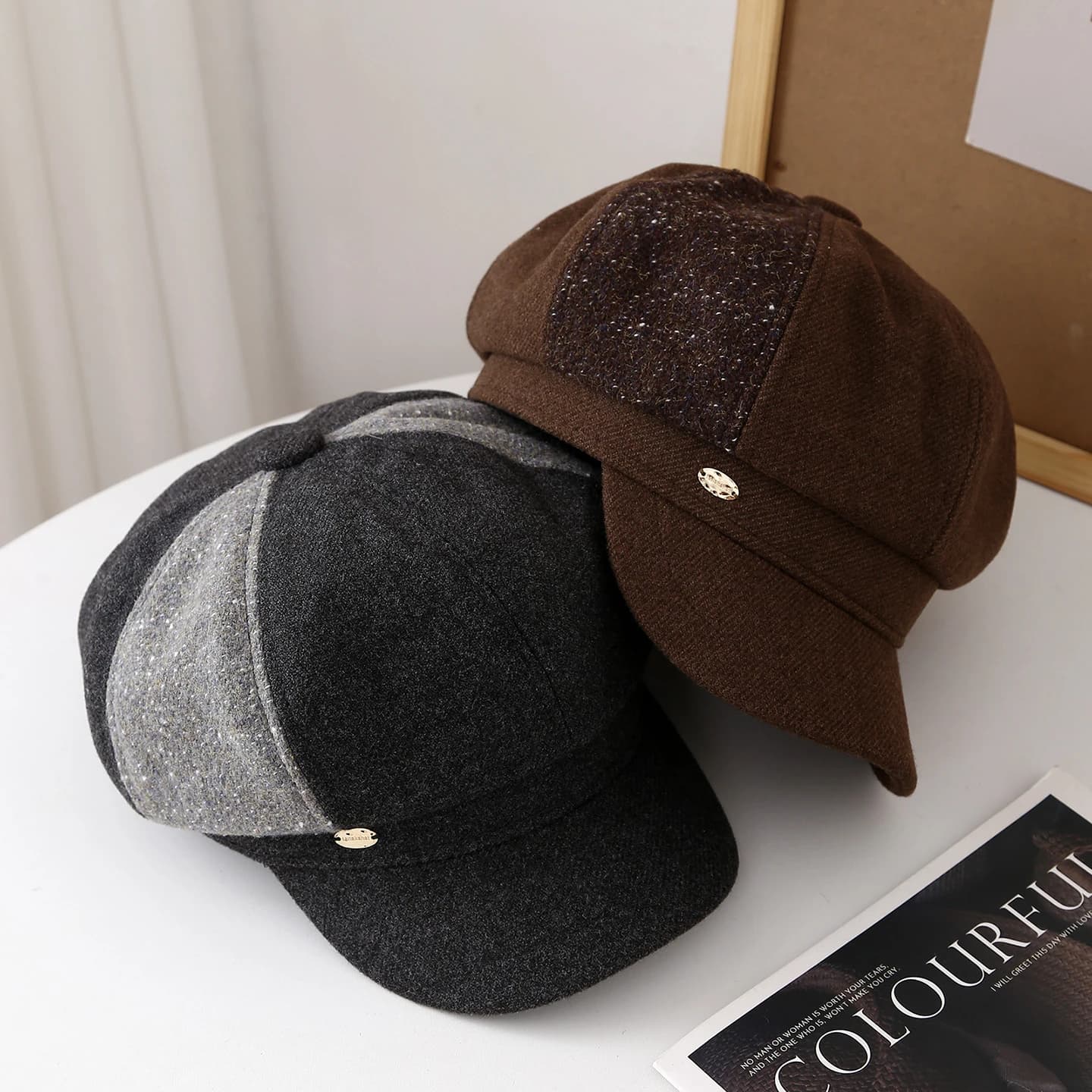 Berretto invernale da donna - Berretto da strillone ottagonale ispessito, cappello stile pittore a prova di freddo, copricapo vintage caldo per tenere l'inverno Nuovo