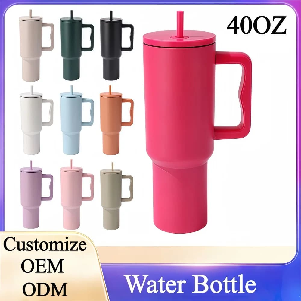 Thermos termico per auto da 40 once Thermos isolato con manico Bottiglia d'acqua Tazza per bere sottovuoto in acciaio inossidabile da 1200 ml per acqua calda