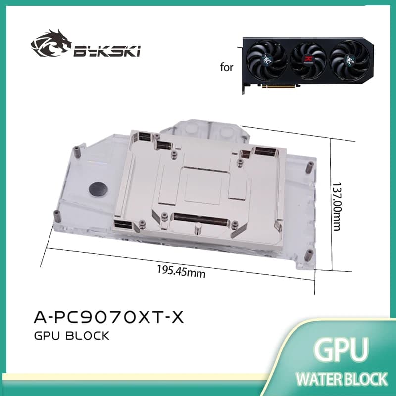 Bykski A-PC9070XT-X Blocco GPU da utilizzare per la scheda video PowerColor Reaper / Hellhound RX 9070 XT Design della struttura a tre strati